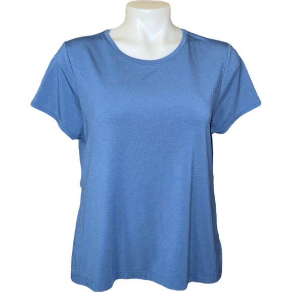 Athleta Air Out Cinch Tee M Blue Top Open Back T-Shirt Workout Gym Athleisure - Picture 1 of 6
